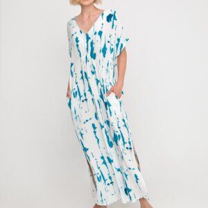 NWT $250 OZAI N KU White Turquoise Island Maxi Dress sz 1 S